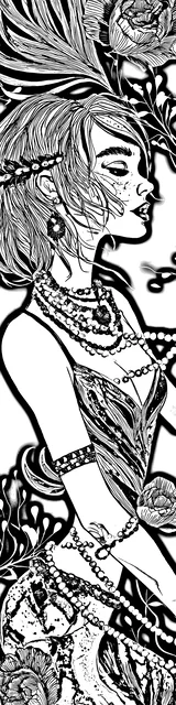 Free colorable bookmarks of a Mardi Gras styled woman